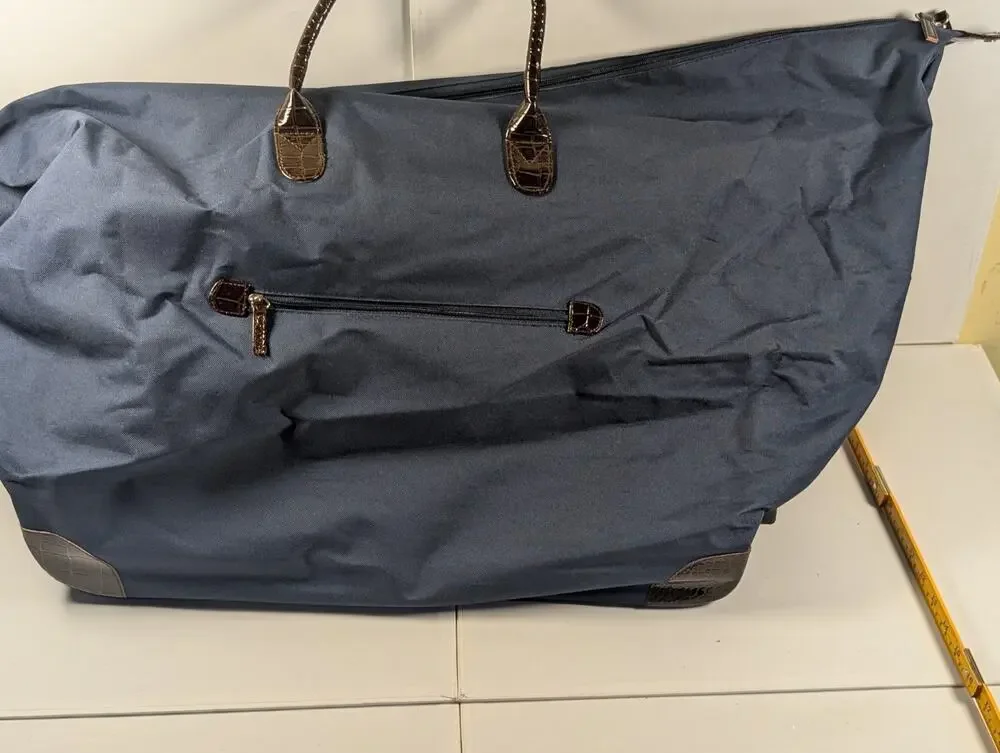 Large Rolling Garment Bag Wheeled Travel Luggage Blue Suit Dress Carry On Tote